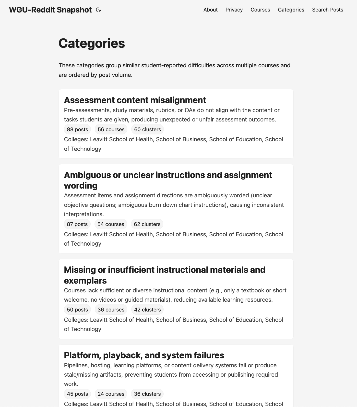 Cross-Course Category Alignment